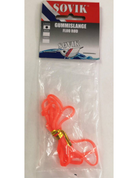 Gummislange Fluo Rød 3mm 80cm