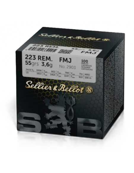 Sellier & Bellot FMJ 100pk, 223 REM, 55gr