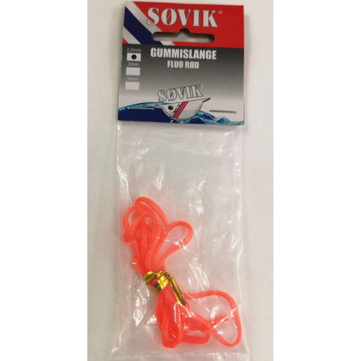 Gummislange Fluo Rød 2,5mm 80cm