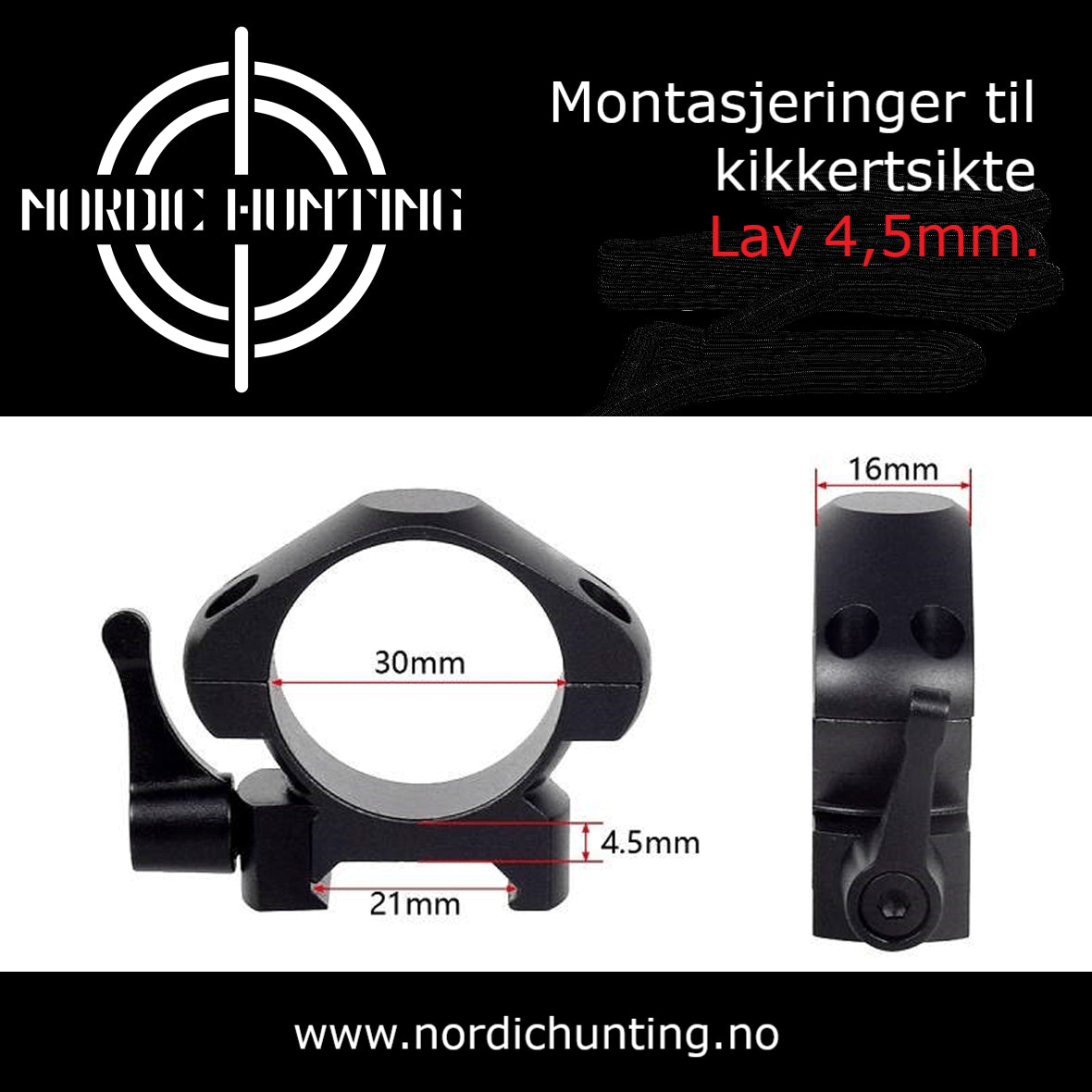 Nordic Hunting Montasjeringer QR 30mm stål