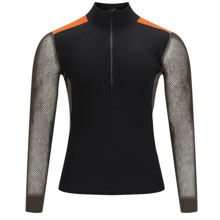Aclima WoolNet Hybrid Mockneck M's Jet Black/Tarmac/Gold Flame