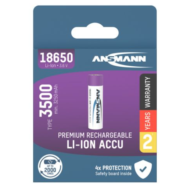 Ansmann 18650 Premium Rechargeable Li-ion Batteri 3500mAh